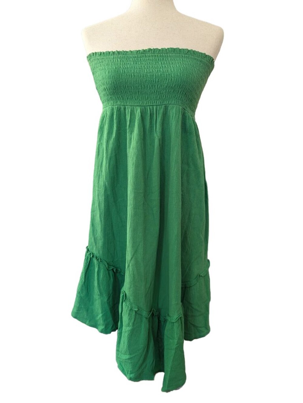 Green Smocked Convertible Bandeau Dress / Maxi Skirt